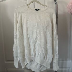 H&M White Crew Neck Sweater Soft Knit Size L Angora Blend